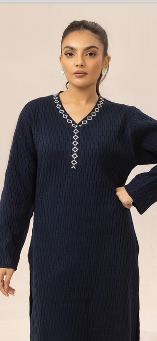 Navy 2pc CableKnit Shalwar Kameez