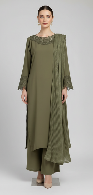 Khaki 3pc Linen Suit