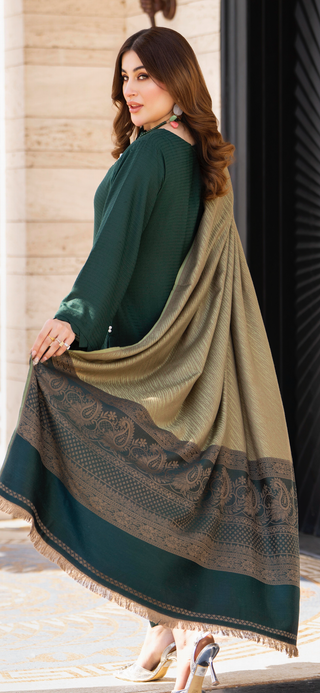 Simple Green Raniya.h 3pc Dhanak Suit