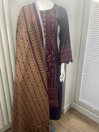 Purple 3pc Dhanak Suit