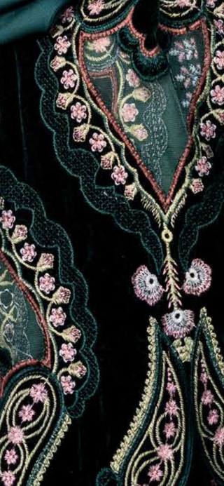 Green Dhanak 3pc Suit with Heavy Cutwork Shawl