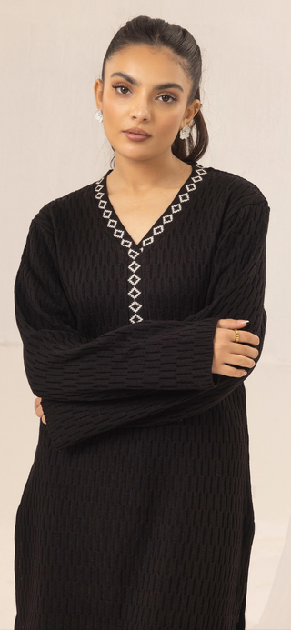 Black 2pc CableKnit Shalwar Kameez