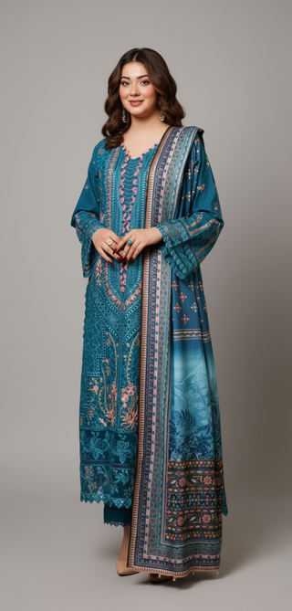 Zinc Embroided 3pc Linen Suit