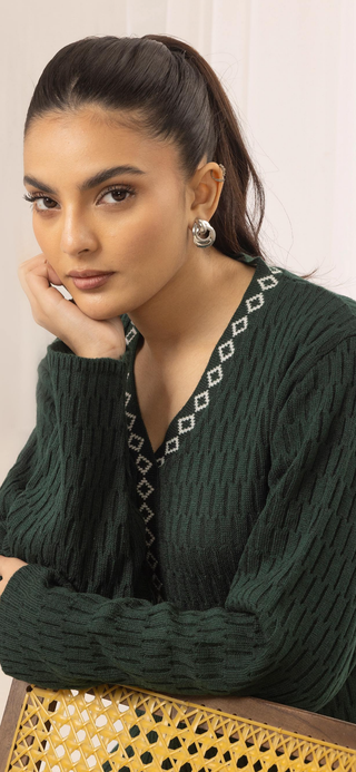 Green 2pc CableKnit Shalwar Kameez