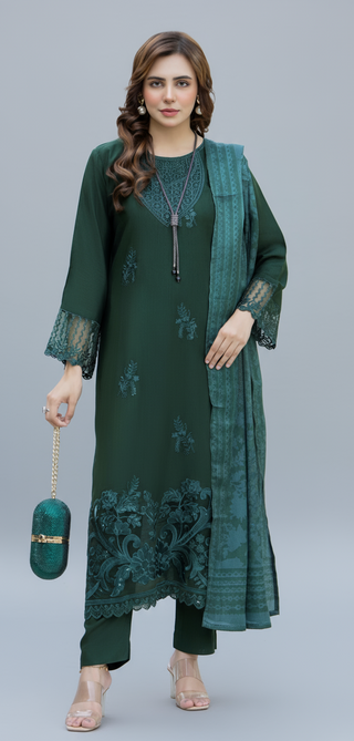 Green Raniya.h 3pc Linen Suit