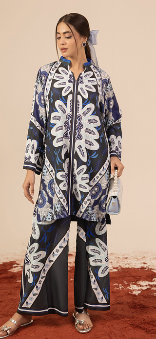 Navy 2pc Silk Co-Ord