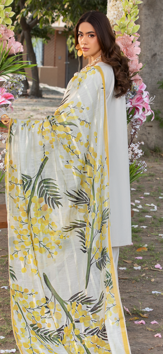 Cream Sunflower Embroidery Farshi Suit