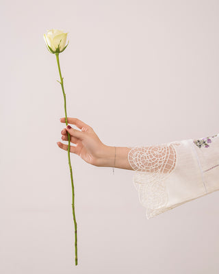 Cream/Purple Floral 3pc Lawn Suit