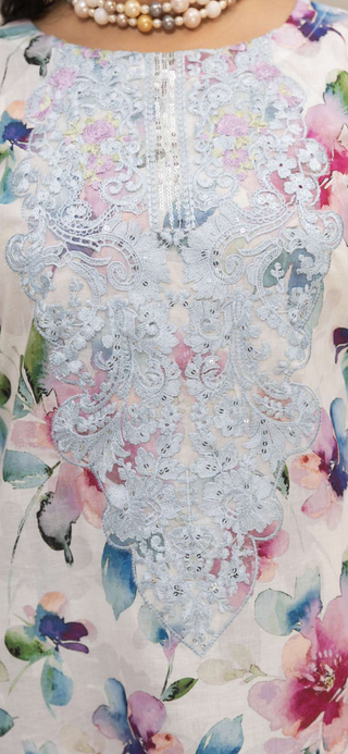 White/Silver Floral 3pc Suit
