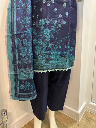 Navy 3pc Dhanak Suit