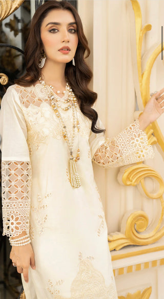 White 2pc Readymade Lawn Suit