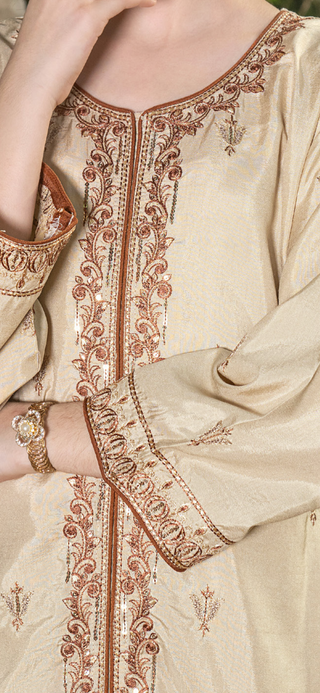 Kids Beige Raw Silk Co-Ord