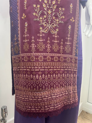 Purple 3pc Dhanak Suit