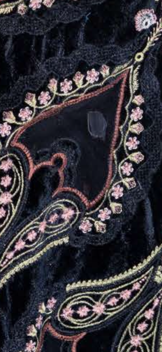 Black Dhanak 3pc Suit with Heavy Cutwork Shawl