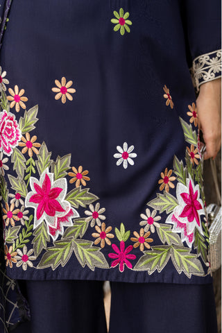 Navy Raniya.h 3pc Linen Suit