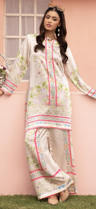 White 2pc Silk Co-Ord