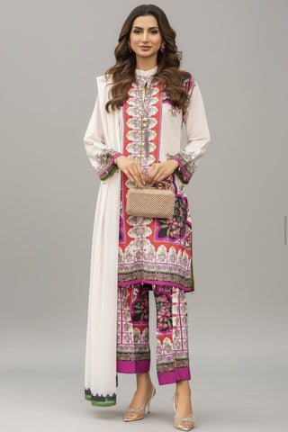 Cream 3pc Ally’s Silk Suit with Organza Scarf