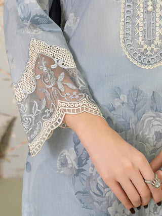 Dusky Blue Floral 3pc Suit