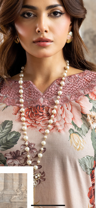 Beige/Brown Floral Farshi Suit