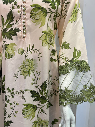 Off White Floral 1pc Maxi with Organza