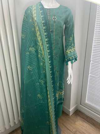 Turquoise 3pc Dhanak Suit