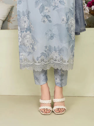 Dusky Blue Floral 3pc Suit