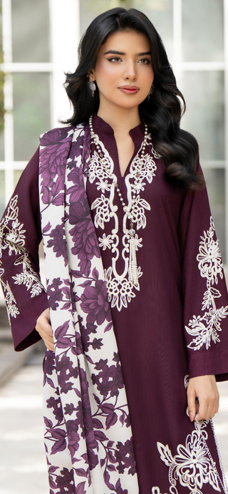 Purple Raniya.h 3pc Linen Suit