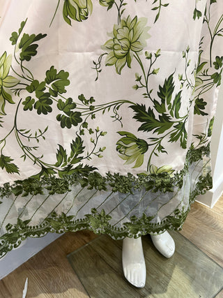 Off White Floral 1pc Maxi with Organza