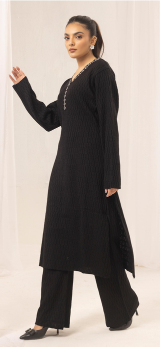 Black 2pc CableKnit Shalwar Kameez