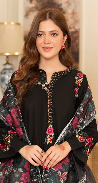 Black Elegant Floral 3pc Suit
