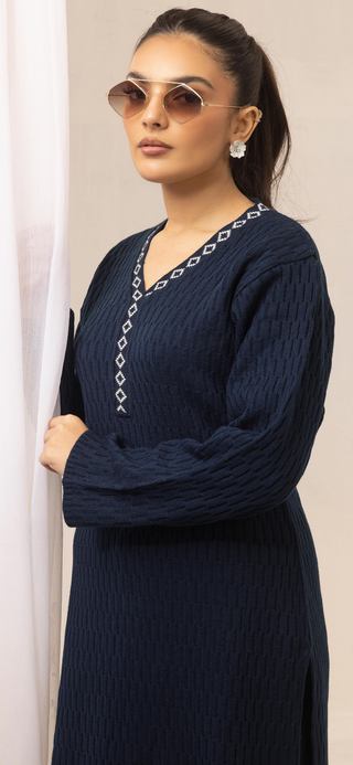 Navy 2pc CableKnit Shalwar Kameez