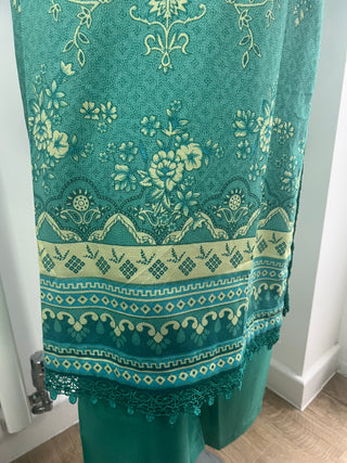 Turquoise 3pc Dhanak Suit