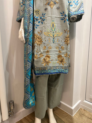 Grey 3pc Dhanak Suit