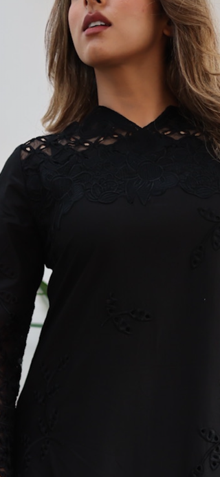 Black 2pc Readymade Lawn Suit