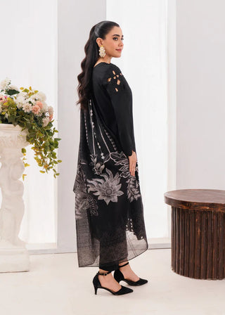 Black/White Floral 3pc Lawn Suit