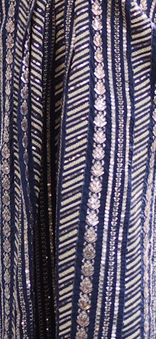 Navy & Gold Sequence 1pc Kaftan