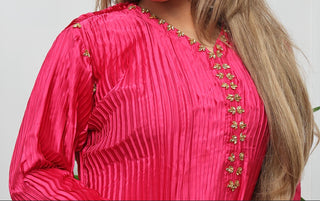 Pink 2pc Crinkle Crushed Satin dress