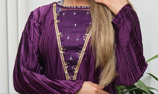Purple 2pc Crinkle Crushed Satin dress