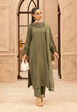 Khaki 3pc Linen Suit