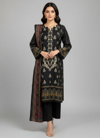 Black/Brown 3pc Dhanak Suit