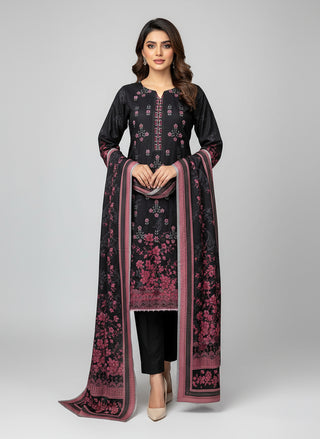 Black/Pink 3pc Dhanak Suit