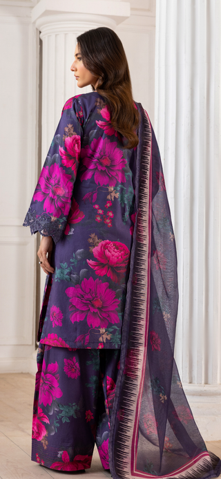 Black/Pink Floral Farshi Suit