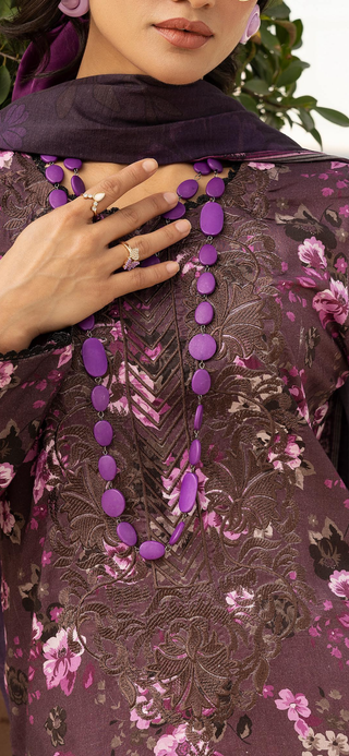 Purple 3pc Floral Linen Suit