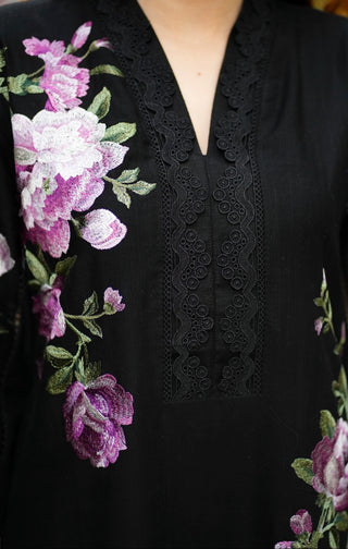 Black Embroided Khaddar 3pc Suit