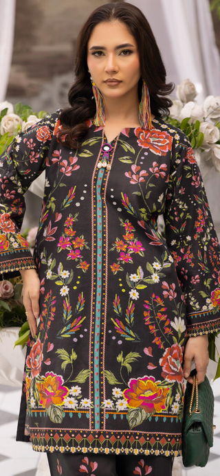 Black Floral Khaddar Co-ord Set