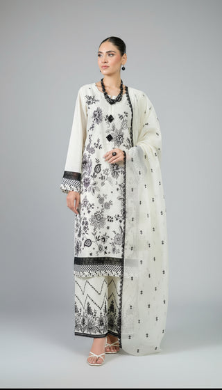 White 3pc Viscose Suit with Detailed trousers