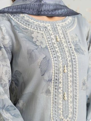 Dusky Blue Floral 3pc Suit