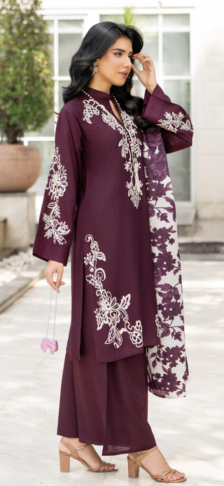 Purple Raniya.h 3pc Linen Suit