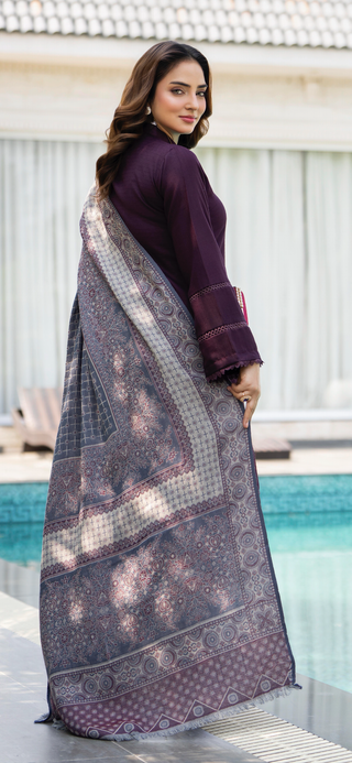 Simple Purple Raniya.h 3pc Dhanak Suit