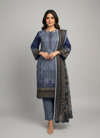 Grey/Navy 3pc Dhanak Suit